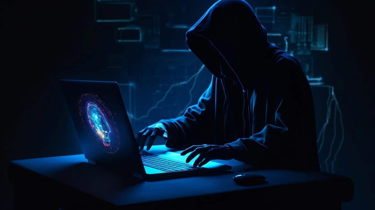 Cyber criminal hacking into a business with poor cyber attack protection